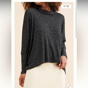 Amadi Cowl Neck Pullover Charcoal Grey Sweater poncho woman’s sz M made in USA